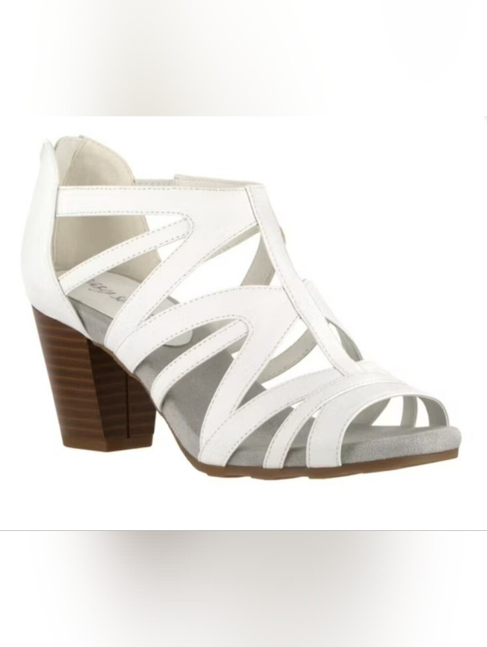Easy Street 7WW "Amaze" Women's White Strappy Block Heel Sandals, NIB
